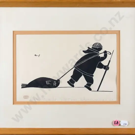 Henry Napaartuk - framed print  "Eskimo pulling a seal" H-150 W-230