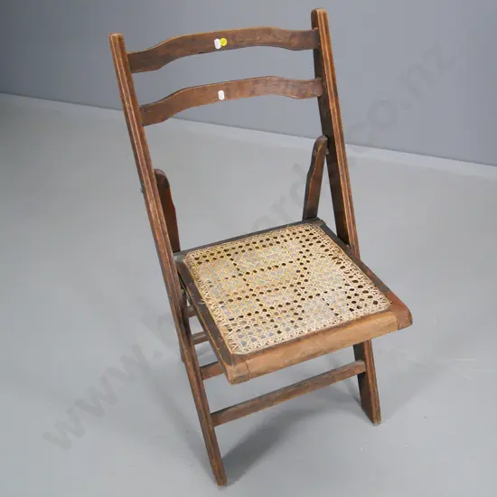 vintage folding campaign chair with bergere seat - some damage to cane H-750 W-430 500