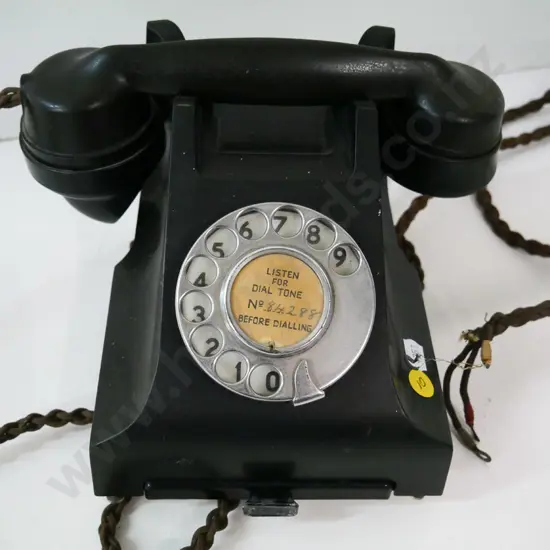 vintage black bakelite dial telephone - base and pull-out tray in base needs attaching