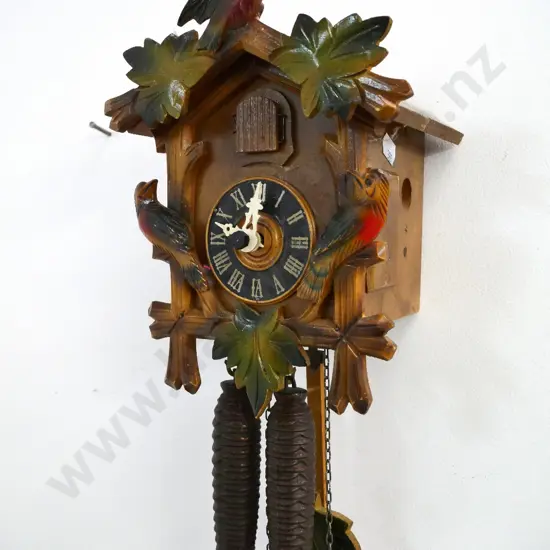 small wood-cased cuckoo clock, working condition unknown - case dimensions H-200 W-150