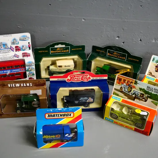 8 boxed die-cast vehicles, various makes - vintage delivery vans, cars, etc.
