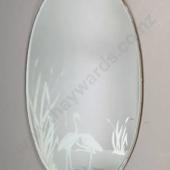 retro oval bevelled edge wall mirror (slight desilvering) H-820 W-450