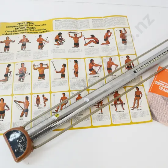 retro Bullworker exercise device L-890 & instructional wall chart