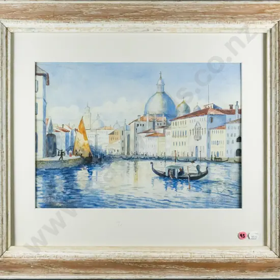 E Heywood 1921 - framed watercolour - Venice H-250 W-360
