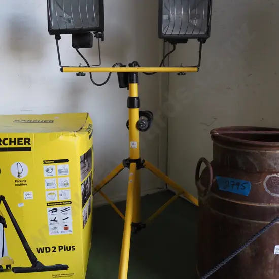 twin halogen lights on stand