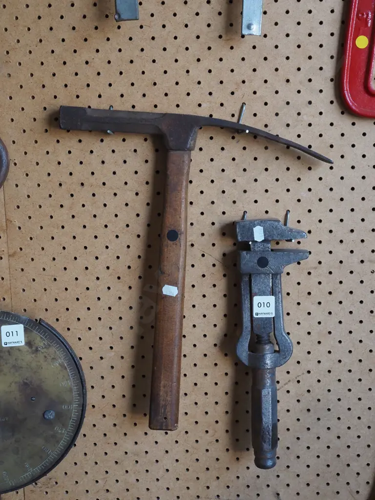 vintage plumber's stilsons, prospector's hammer Image 1++