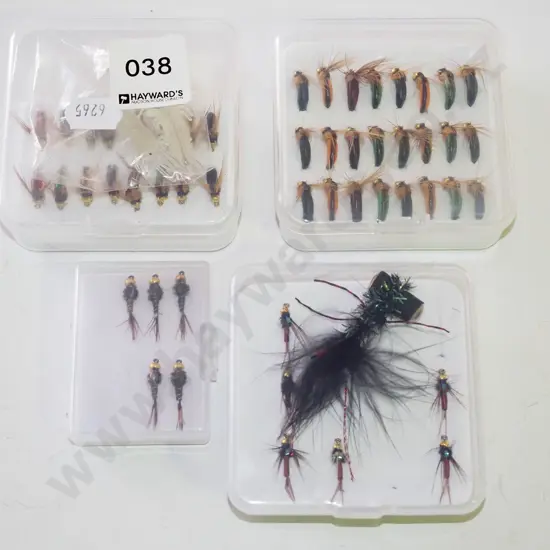 3x containers of fly fishing reels