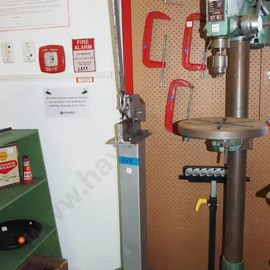 metal guillotine on homemade stand