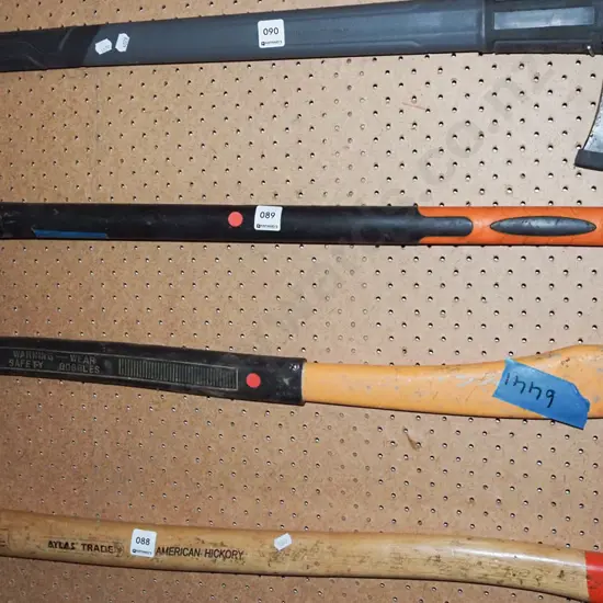 log splitter, axe - red dots