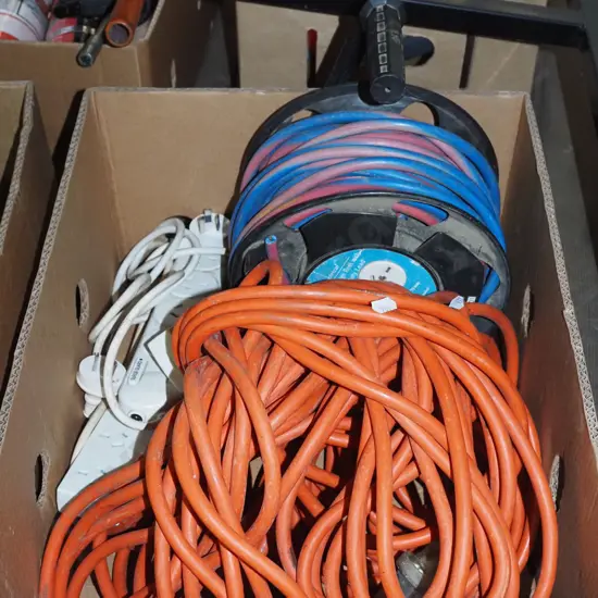 box; extension cords, multi boxes