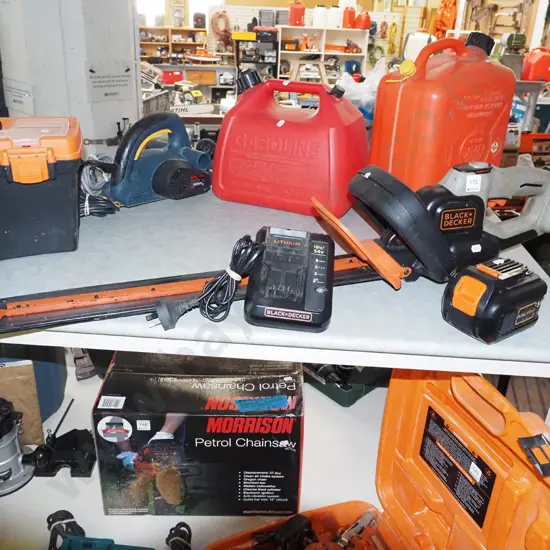 Black & Decker battery powered hedge trimmers - battery in office