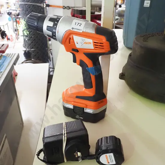 Samson battery powered drill - battery in office