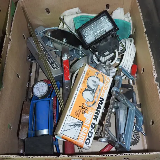 box; mincer, halogen light, wire strainer etc