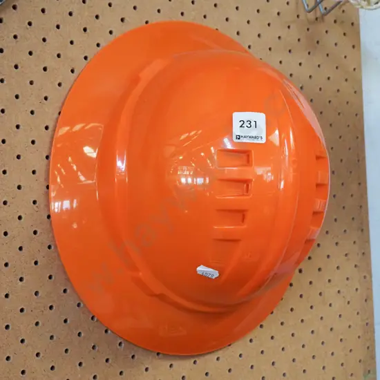 orange plastic hard hat
