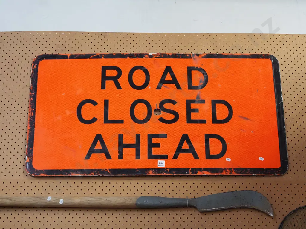 decommissioned road closed ahead sign Image 1++