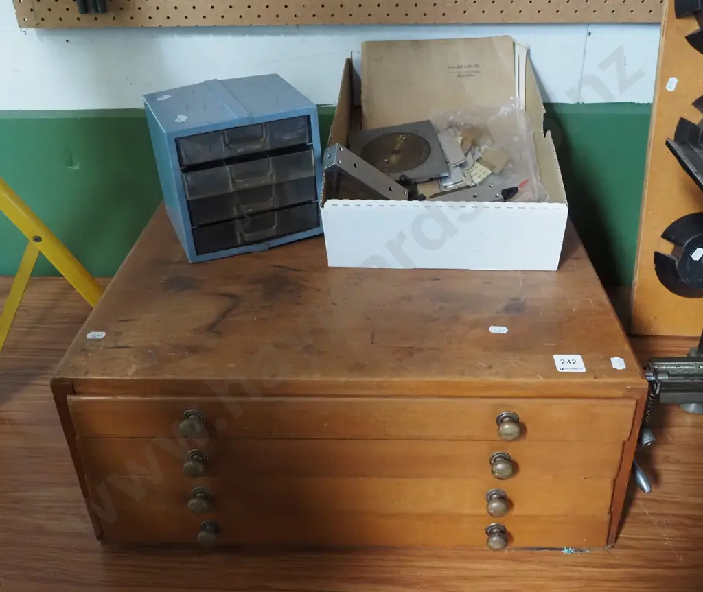 engraving machine with accessories, board with discs, drawers with type etc Image 1++