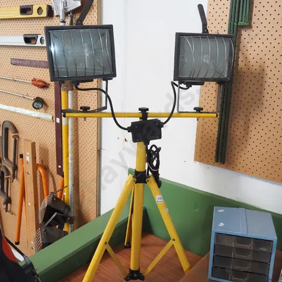 twin halogen lights on stand