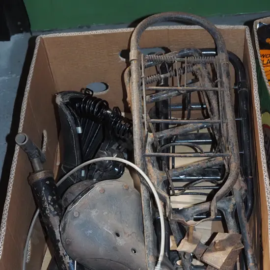 box; vintage bicycle parts