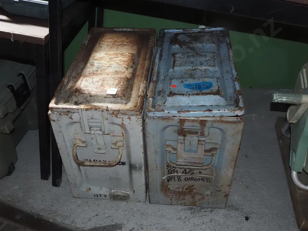 2x large rusty ammunition cases - red dots Image 1++