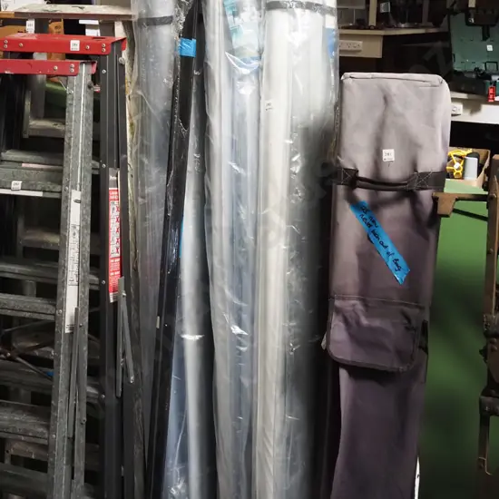 3x rolls of outdoor patio binds - clear with white trim - 2.1mx2.4m, includes rails and zips