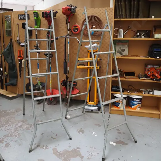 pair of A framed scaffolding stands