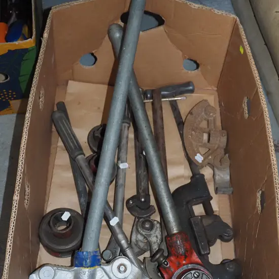 box; pipe benders, pipe cutters etc