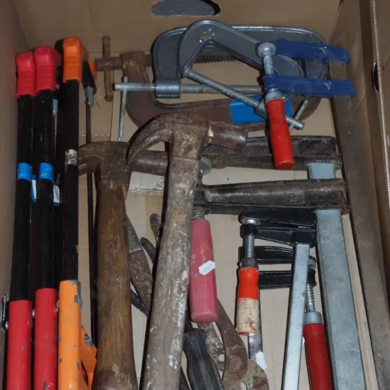 box; hack saw, clamps, hammock etc