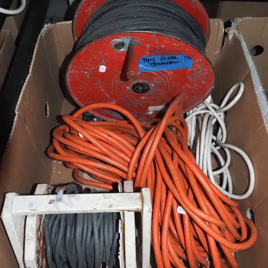 box; extension cords - 1 is broken