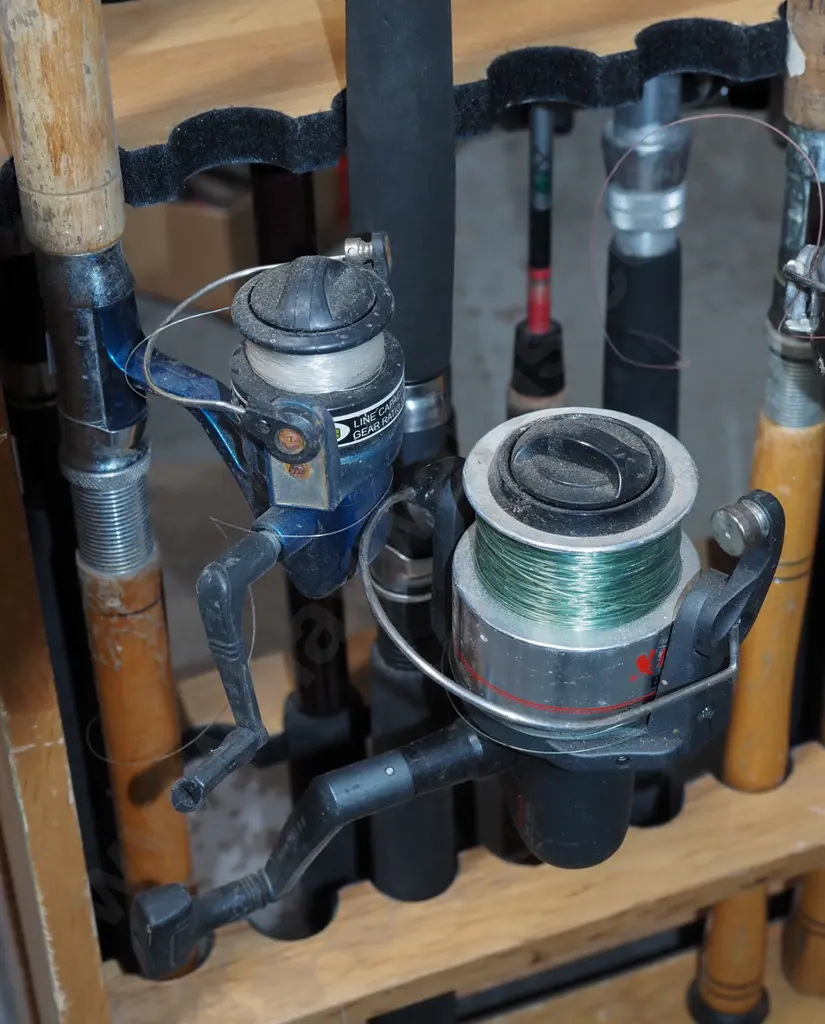 2x fishing  rods and reels - blue dots Image 1++
