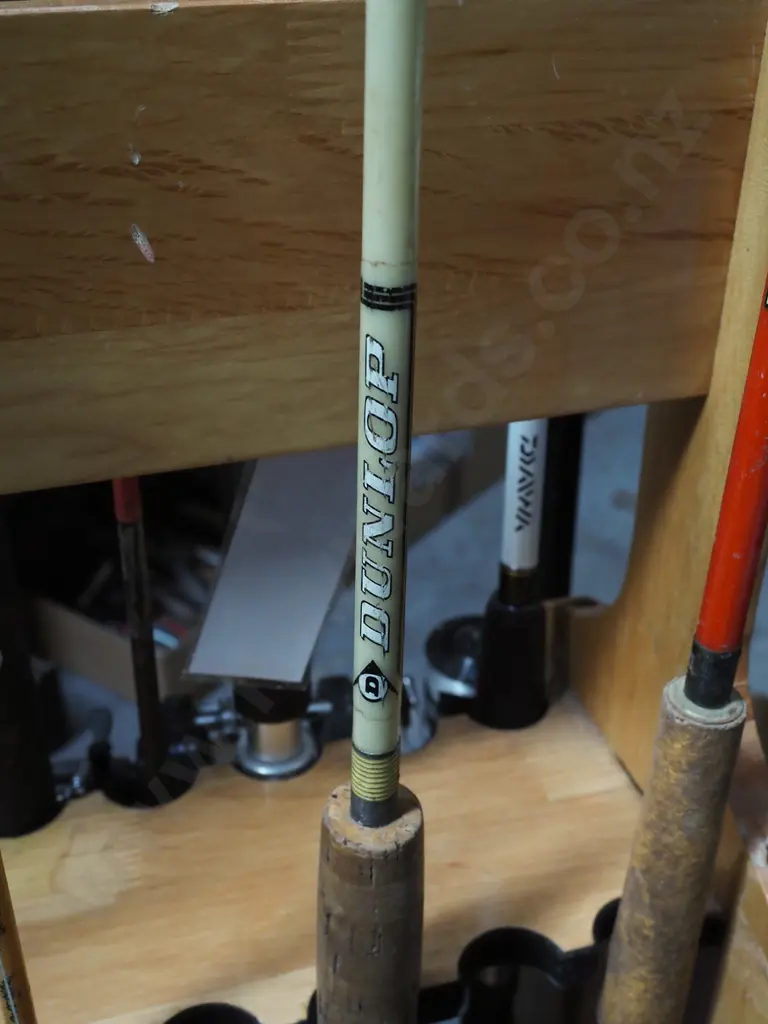 2x fishing rods and reels - red dots Image 1++