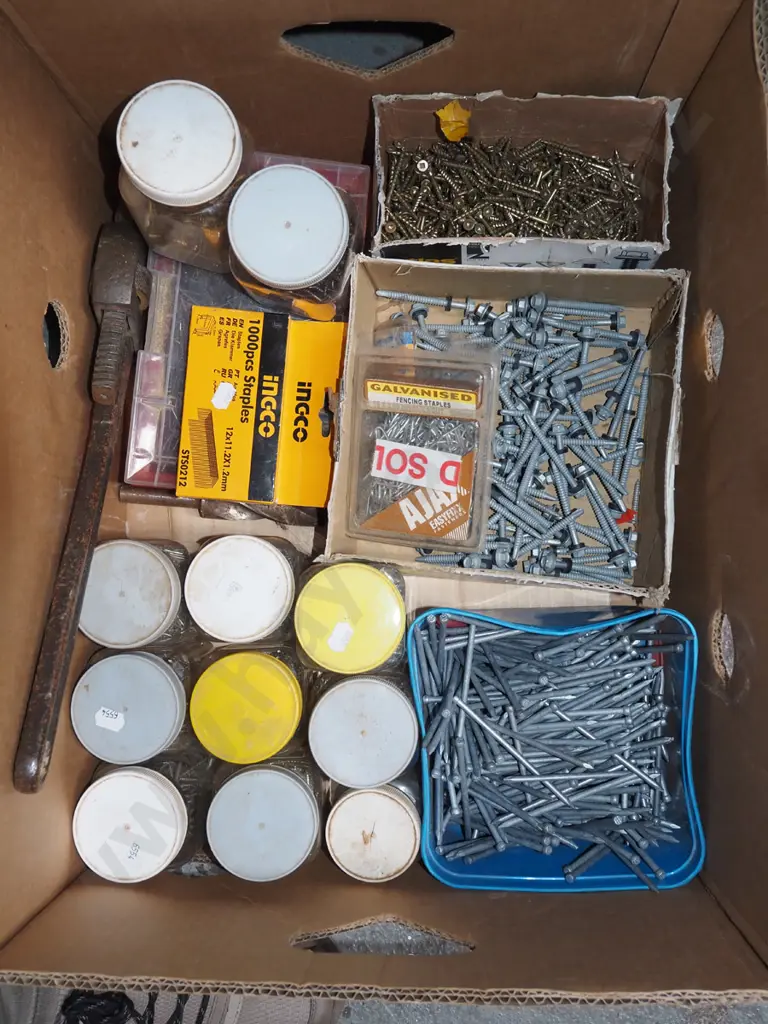 box; plumber's stilson, nails, screws etc Image 1++
