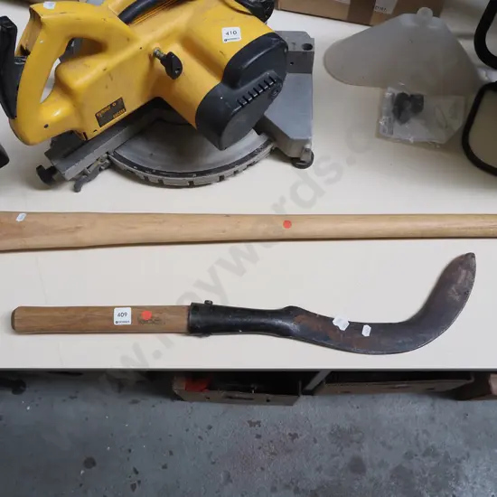 short handled slasher, pick axe handle