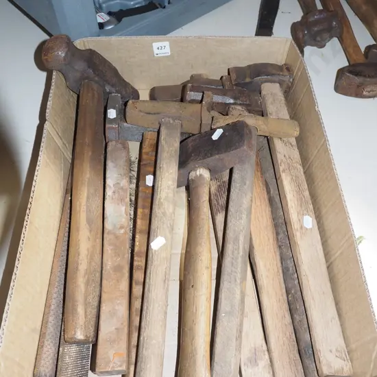 box of blacksmith hammers