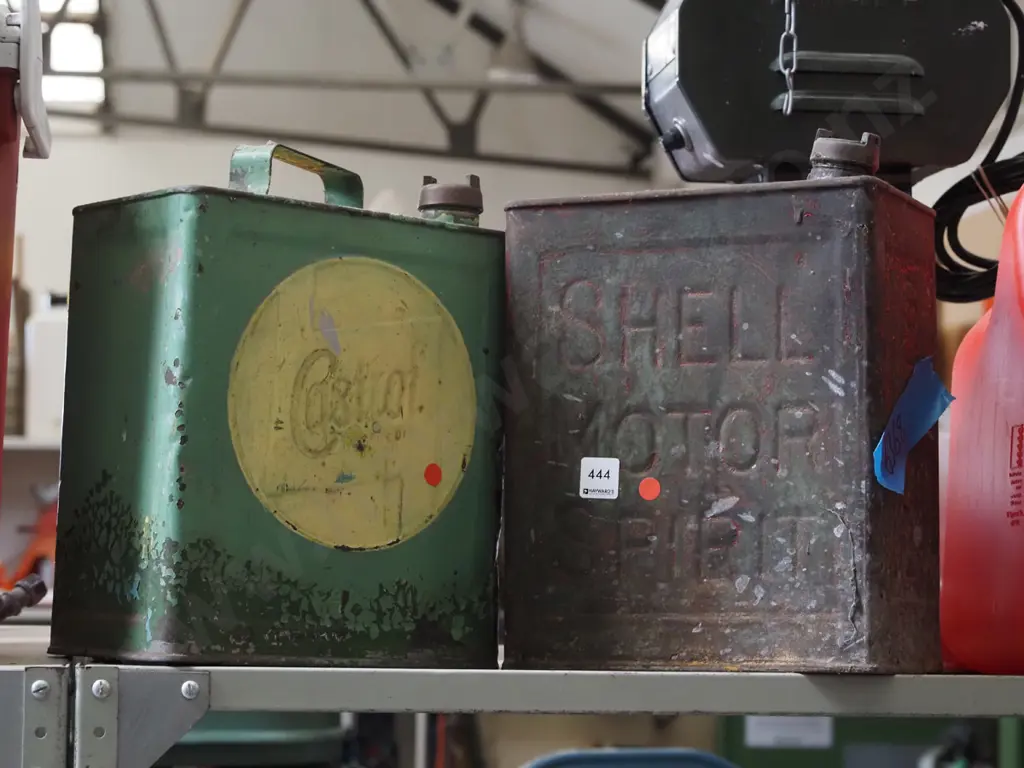 2x vintage motor spirit tins - red dots Image 1++