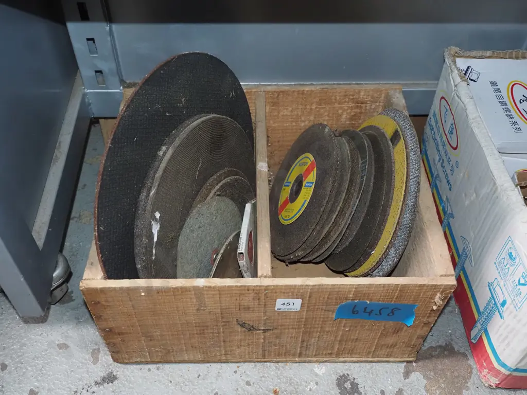 wooden box of cut off discs Image 1++