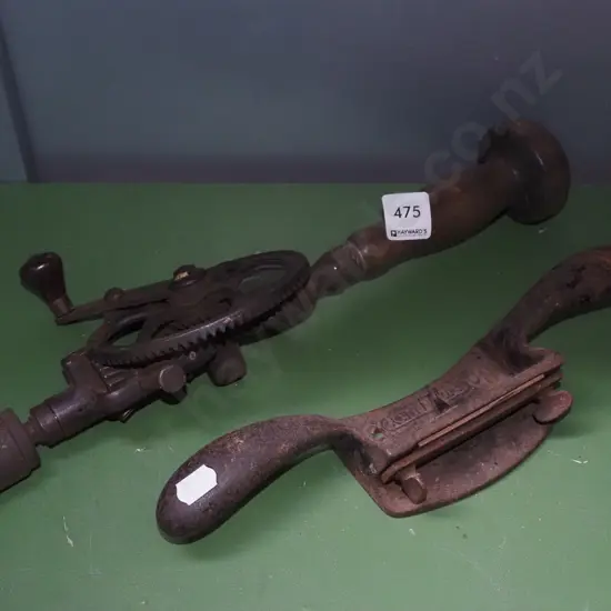 vintage egg beater drill, spoke shave