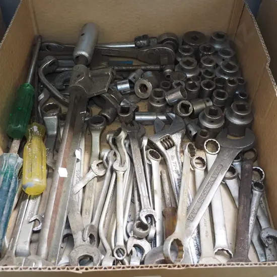 box; open end ring spanners, sockets etc