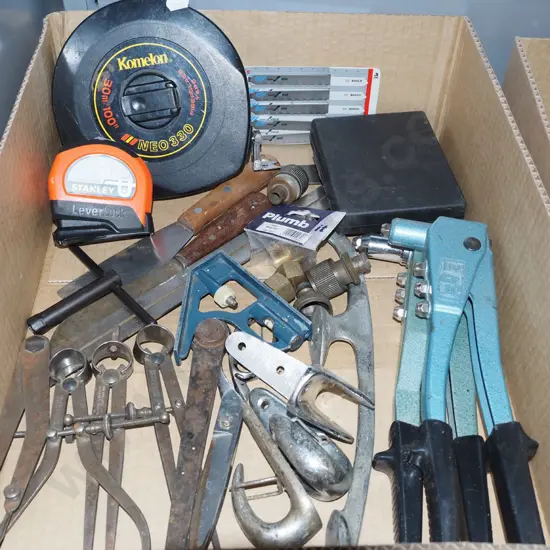 box; pop riveters, tape measures etc