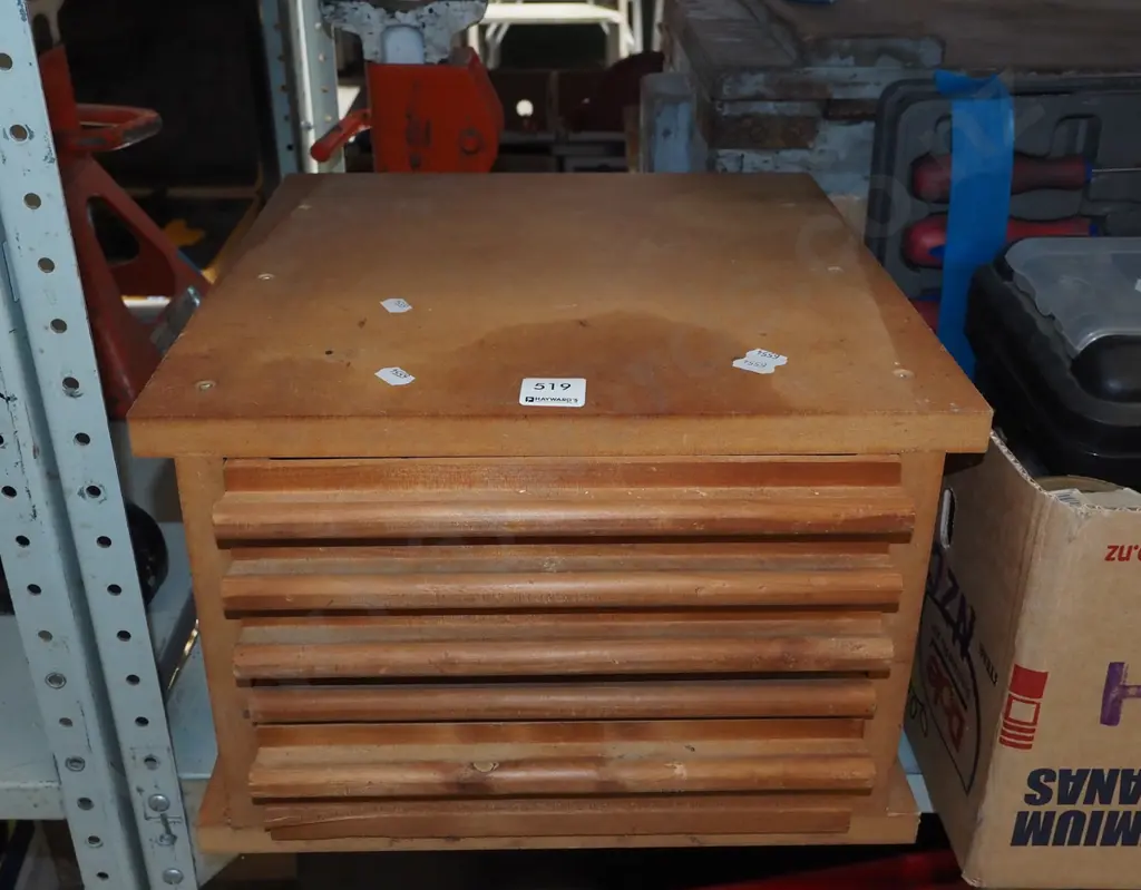 homemade chest of various spindle moulding blades Image 1++