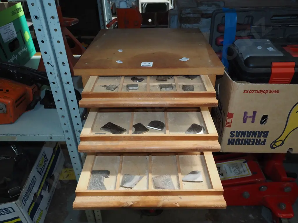 homemade chest of various spindle moulding blades Image 1++