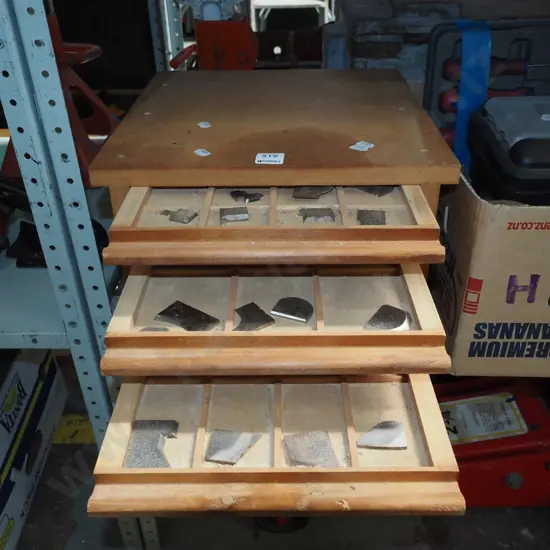 homemade chest of various spindle moulding blades