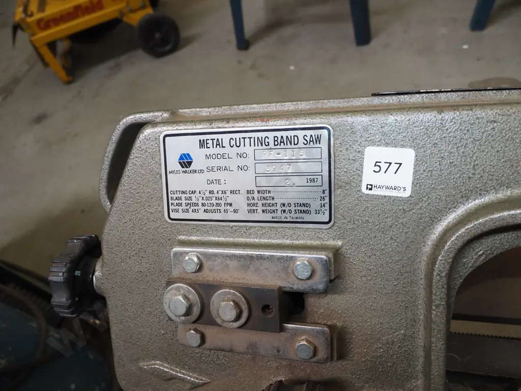 Myles Walker Ltd metal cutting band saw Image 1++