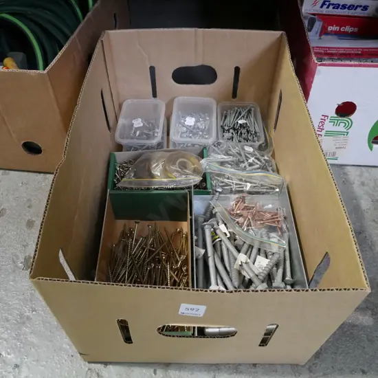 box; screw, nails, pincers etc