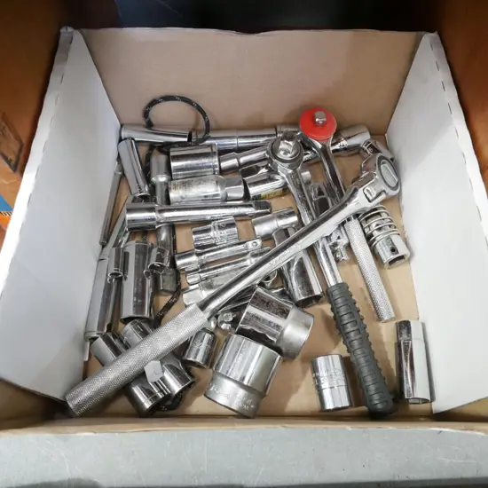 box; various sockets, wrenches