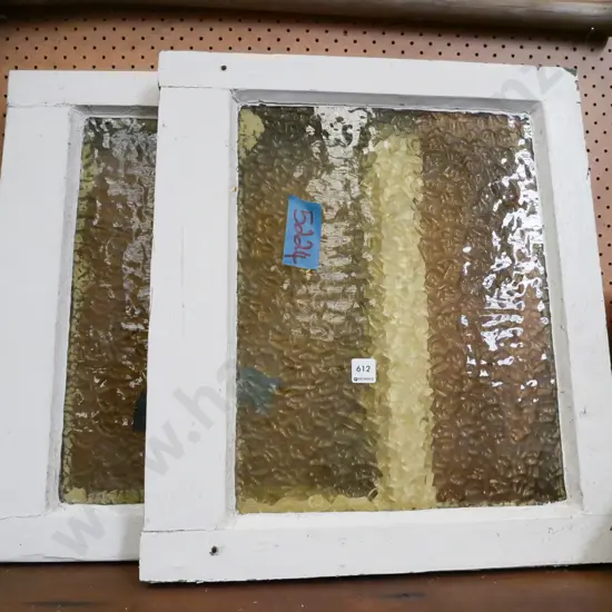 2x yellow mottled glass windows Total H560 W490