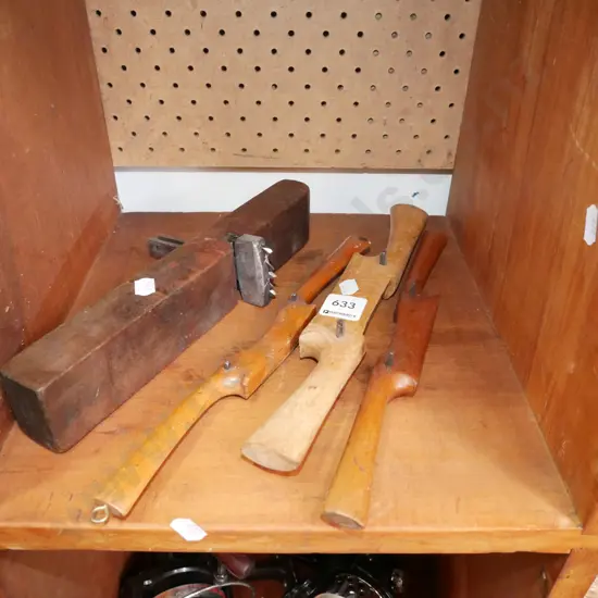 vintage serrated plane, 3x spoke shaves