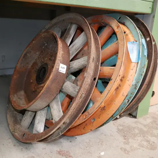 4x wooden spoke vintage wheels