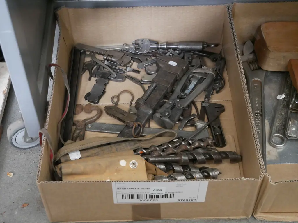 box; vintage wrenches, auger bits etc Image 1++