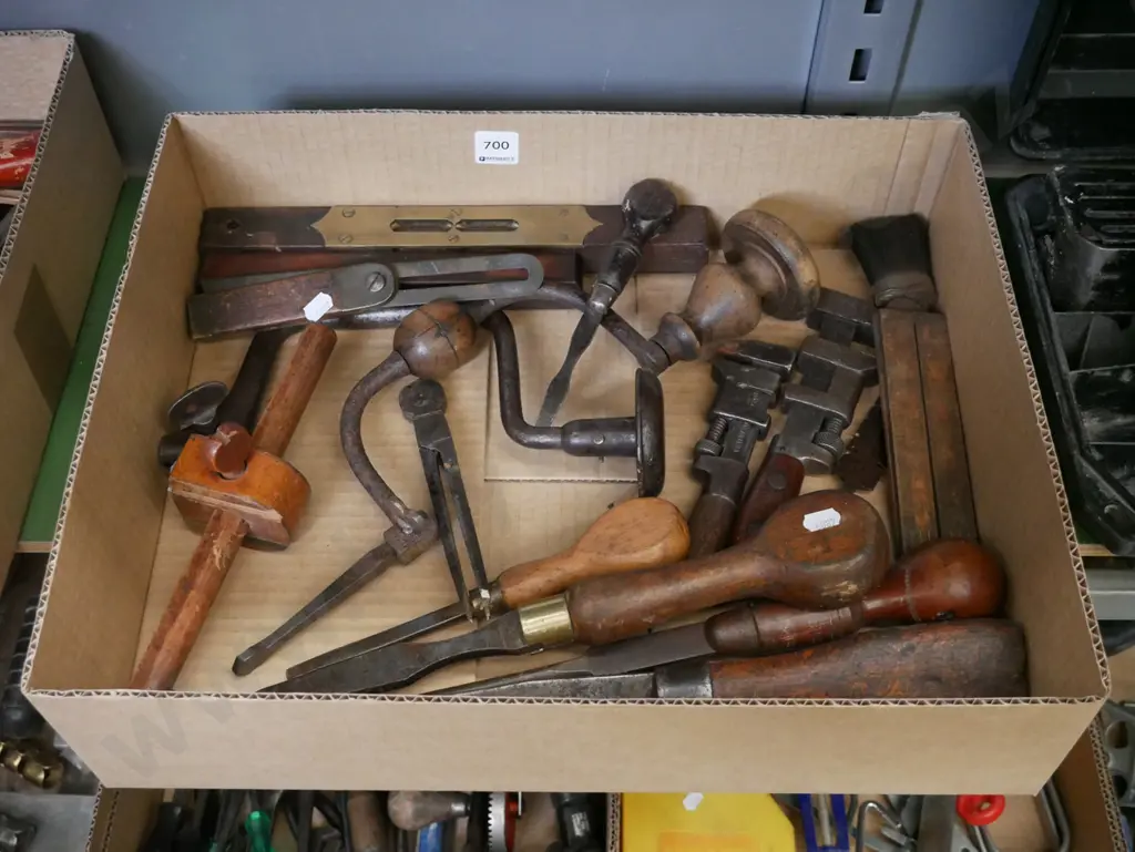 box of vintage tools; wrenches, screwdrivers etc Image 1++