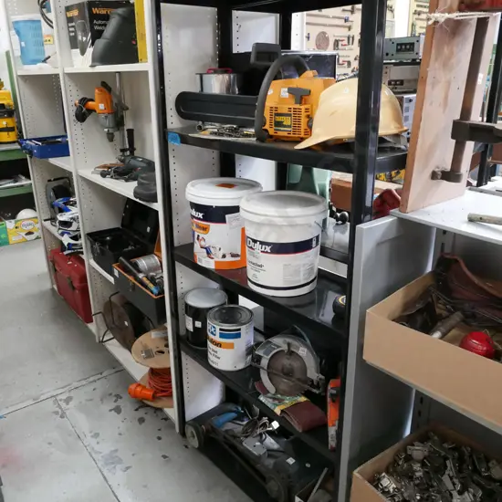 black metal workshop shelves H1830 W925 D330